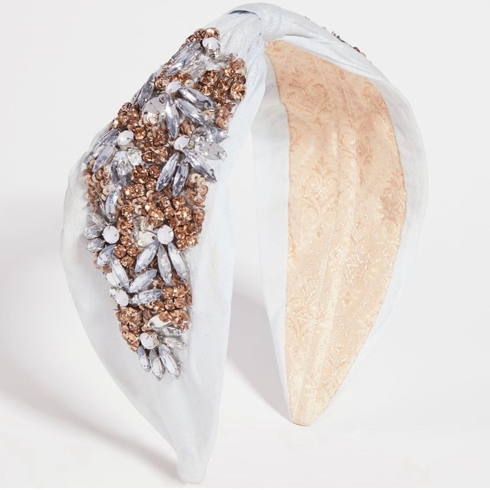 Embellished White and Gold Knotted Headband
